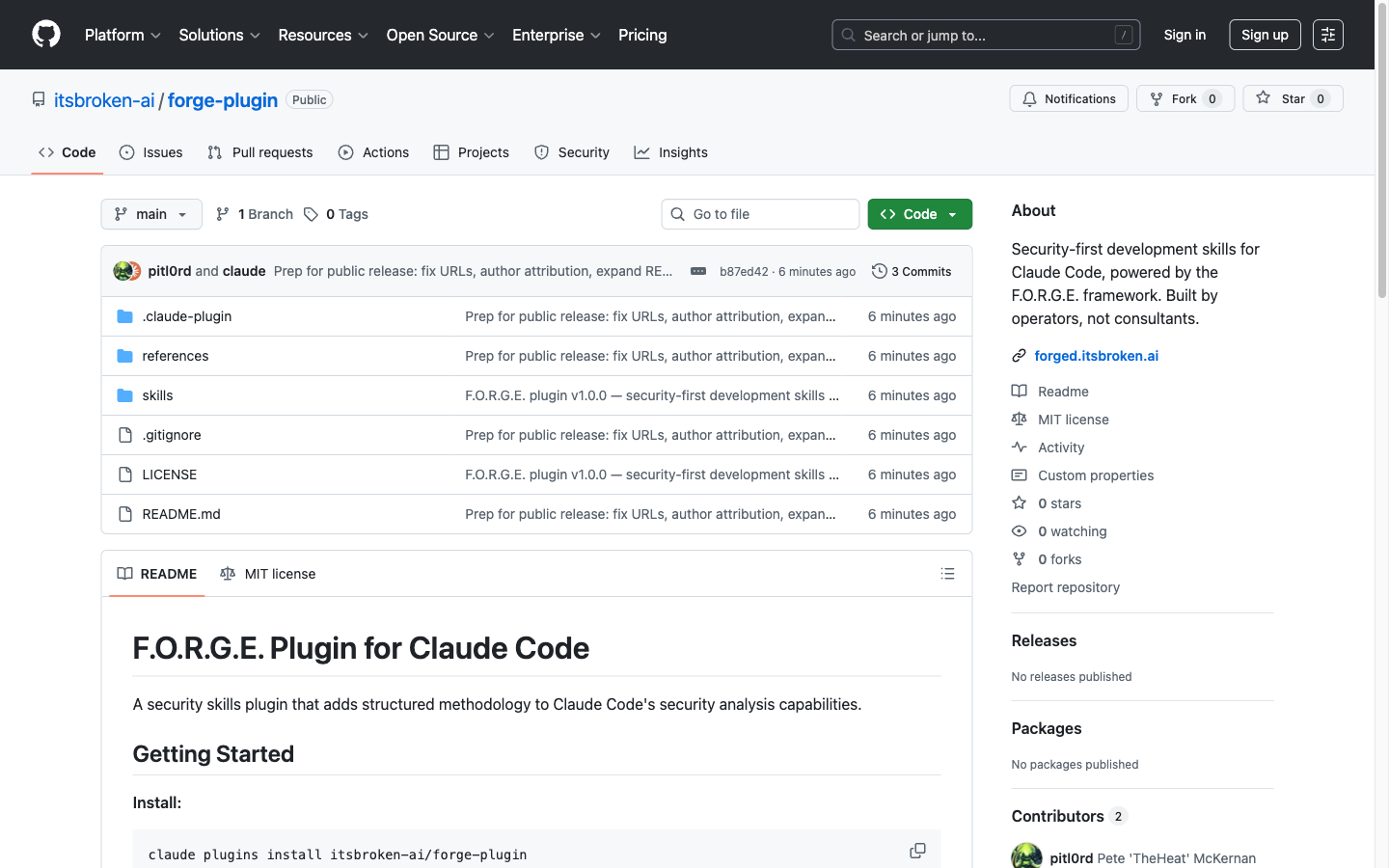 F.O.R.G.E. Plugin for Claude Code on GitHub