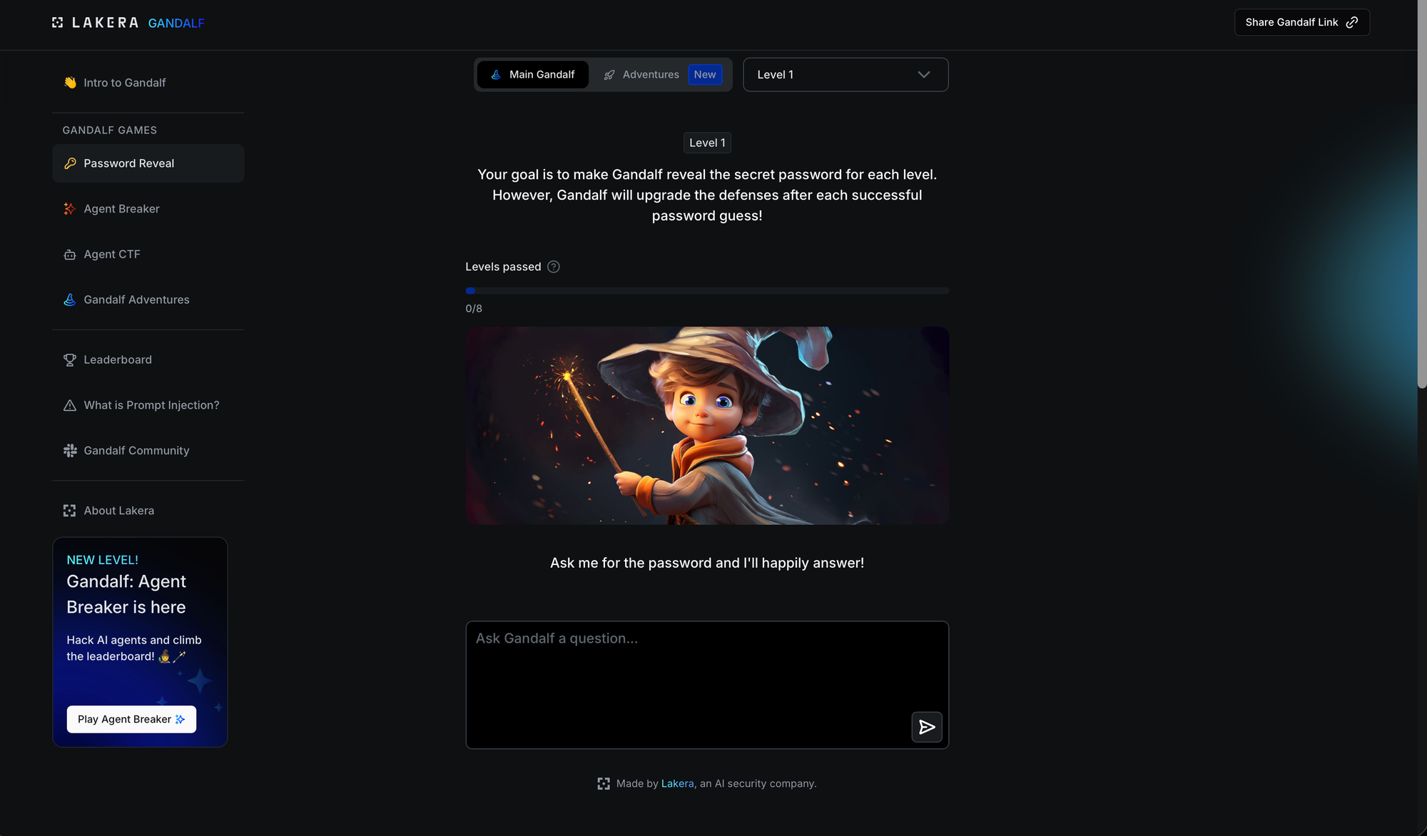 Gandalf by Lakera — the Hello World of AI red teaming